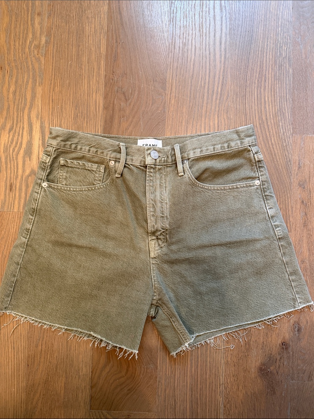 Frame Denim Le Super High Short in Olive Green